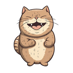 Laughing Cat Face Sticker On Isolated Transparent Background, Png, Logo. Generative AI