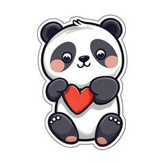 Love Panda Sticker On Isolated Transparent Background, Png, Logo. Generative AI