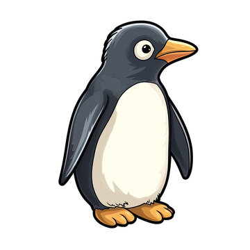 Interest Penguin Sticker On Isolated Transparent Background, Png, Logo. Generative AI