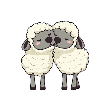 Kiss Sheep Sticker On Isolated Transparent Background, Png, Logo. Generative AI
