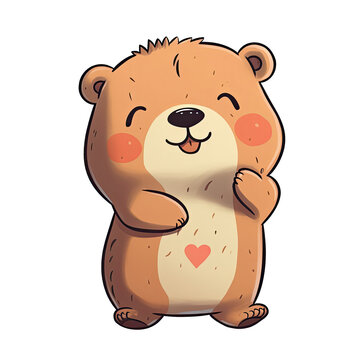 Love Bear Sticker On Isolated Transparent Background, Png, Logo. Generative AI
