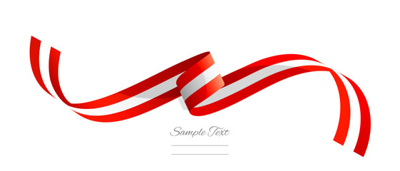Obraz premium Austrian flag ribbon vector illustration. Austria flag ribbon on abstract isolated on white color background