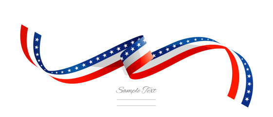 American flag ribbon vector illustration. USA flag ribbon on abstract isolated on white color background © simbos