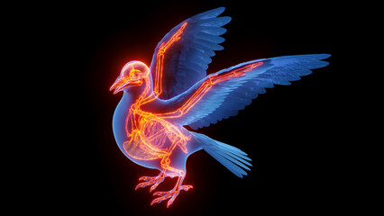 Fototapeta premium 3d illustration of a pigeon's skeletal system
