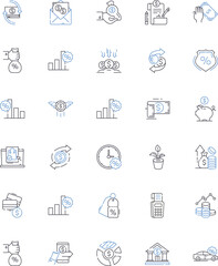 Fototapeta premium Profits line icons collection. Revenue, Income, Gain, Earnings, ROI, Margin, Surplus vector and linear illustration. Benefit,Yield,Return outline signs set