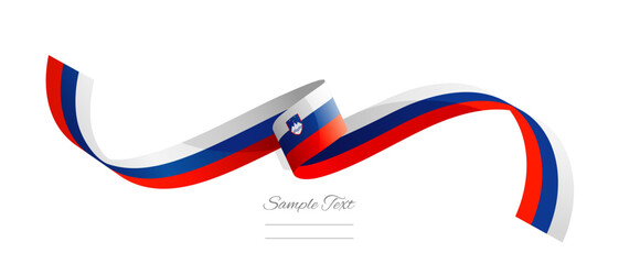 Slovenian flag ribbon vector illustration. Slovenia flag ribbon on abstract isolated on white color background
