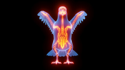 3d illustration of a pigeon's skeletal system