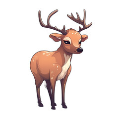 Sad Deer Sticker On Isolated Transparent Background, Png, Logo. Generative AI