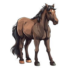 Scared Horse Sticker On Isolated Transparent Background, Png, Logo. Generative AI