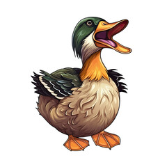 Shouting Duck Sticker On Isolated Transparent Background, Png, Logo. Generative AI