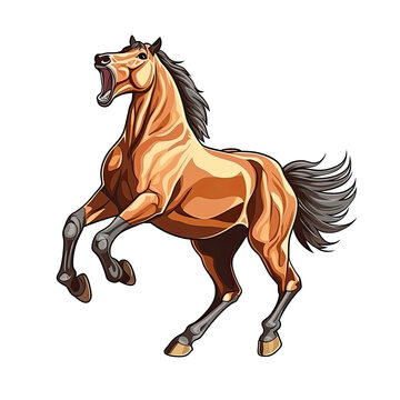 Shouting Horse Sticker On Isolated Transparent Background, Png, Logo. Generative AI