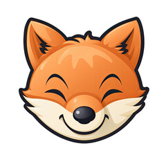 Happy Fox Face Sticker On Isolated Tansparent Background, Png, Logo. Generative AI