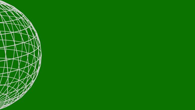 Animated 3d Globe grid half visible on left side of screen with green background