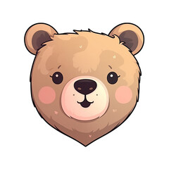 Love Bear Face Sticker On Isolated Tansparent Background, Png, Logo. Generative AI