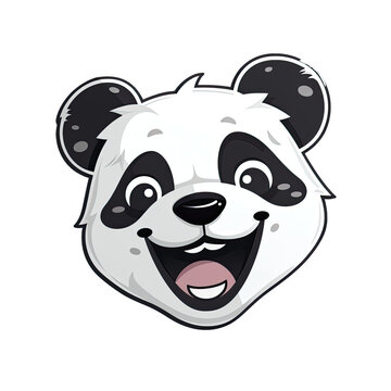 Laughing Panda Face Sticker On Isolated Tansparent Background, Png, Logo. Generative AI