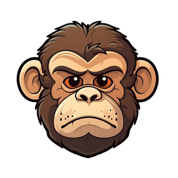 Miserable Monkey Face Sticker On Isolated Tansparent Background, Png, Logo. Generative AI