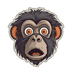 Scared Monkey Face Sticker On Isolated Tansparent Background, Png, Logo. Generative AI