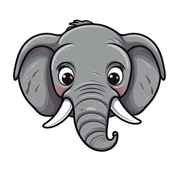 Scared Elephant Face Sticker On Isolated Tansparent Background, Png, Logo. Generative AI