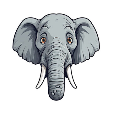 Shocked Elephant Face Sticker On Isolated Tansparent Background, Png, Logo. Generative AI