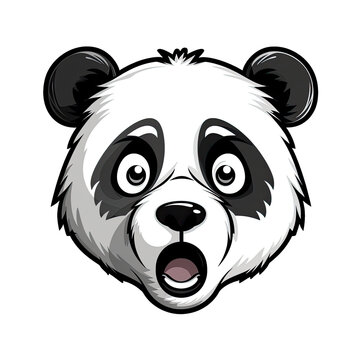 Shocked Panda Face Sticker On Isolated Tansparent Background, Png, Logo. Generative AI