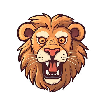 Shocked Lion Face Sticker On Isolated Tansparent Background, Png, Logo. Generative AI