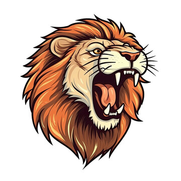 Shouting Lion Face Sticker On Isolated Tansparent Background, Png, Logo. Generative AI