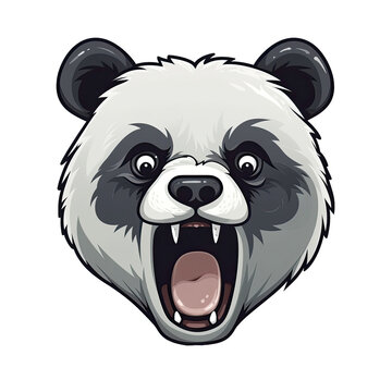 Shouting Panda Face Sticker On Isolated Tansparent Background, Png, Logo. Generative AI