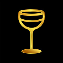 wine glasses icon in gold colored