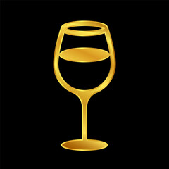 wine glasses icon in gold colored