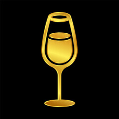 wine glasses icon in gold colored
