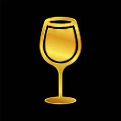 wine glasses icon in gold colored