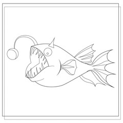 coloring book for children, the image of a fish. vector, isolated on a white background