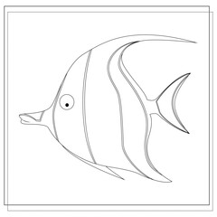 coloring book for children, the image of a fish. vector, isolated on a white background