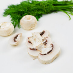 Sliced champignon mushroom