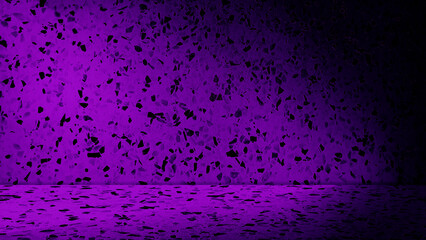 abstract purple terrazzo studio backdrop for product displayed in mystery theme. violet stone texture for background pattern wall and floor. stone room backdrop with stone fragments texture.