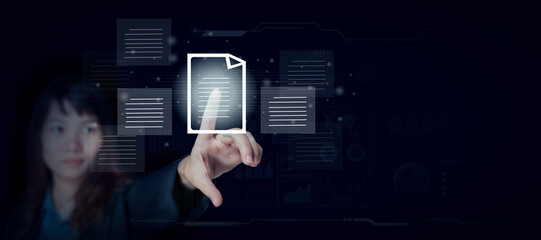 Businessman working with laptop computer with icons 