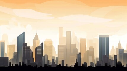 A panoramic view of a city skyline, with copyspace in the sky above the buildings. Generative ai.