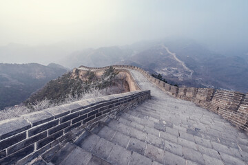 Great Wall of China at winter day.