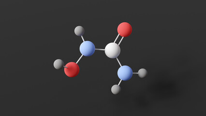 hydroxycarbamide molecule, molecular structure, hydroxyurea, ball and stick 3d model, structural chemical formula with colored atoms