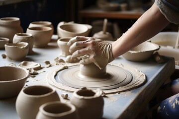 Fototapeta na wymiar Take a pottery or ceramics class, generative artificial intelligence
