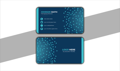 Professional creative,  modern,  business card,  design,  in blue color, template,
