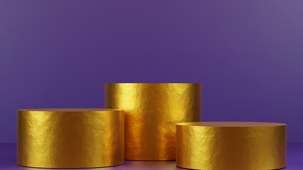 3D Product Display Podium Gold Purple