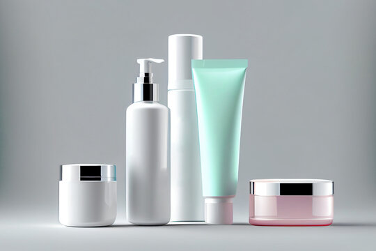 beauty spa treatment cosmetic lotion cream tube bottle pakage with summer sun light, AI Generated
