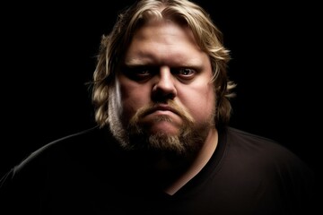Obraz premium Close-up portrait of an obese man with unhealthy look