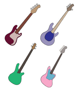 Set instrument guitare basse, bass guitar, musician, slap bass and tap bass, 4 string bass guitar, basse 4 cordes