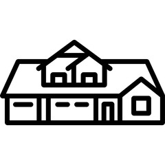 Houses flat line icons set.