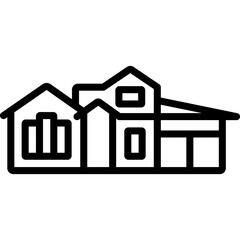 Houses flat line icons set.