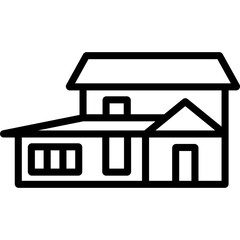 Houses flat line icons set.