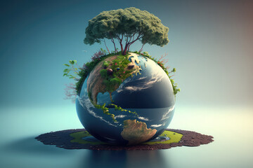 Fototapeta premium World environment and earth day concept, paper cut 3d. (ai generated)