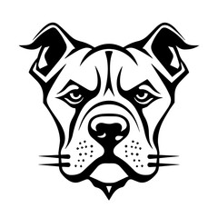 American Pitbull Terrier Dog Logo Monochrome Design Style
